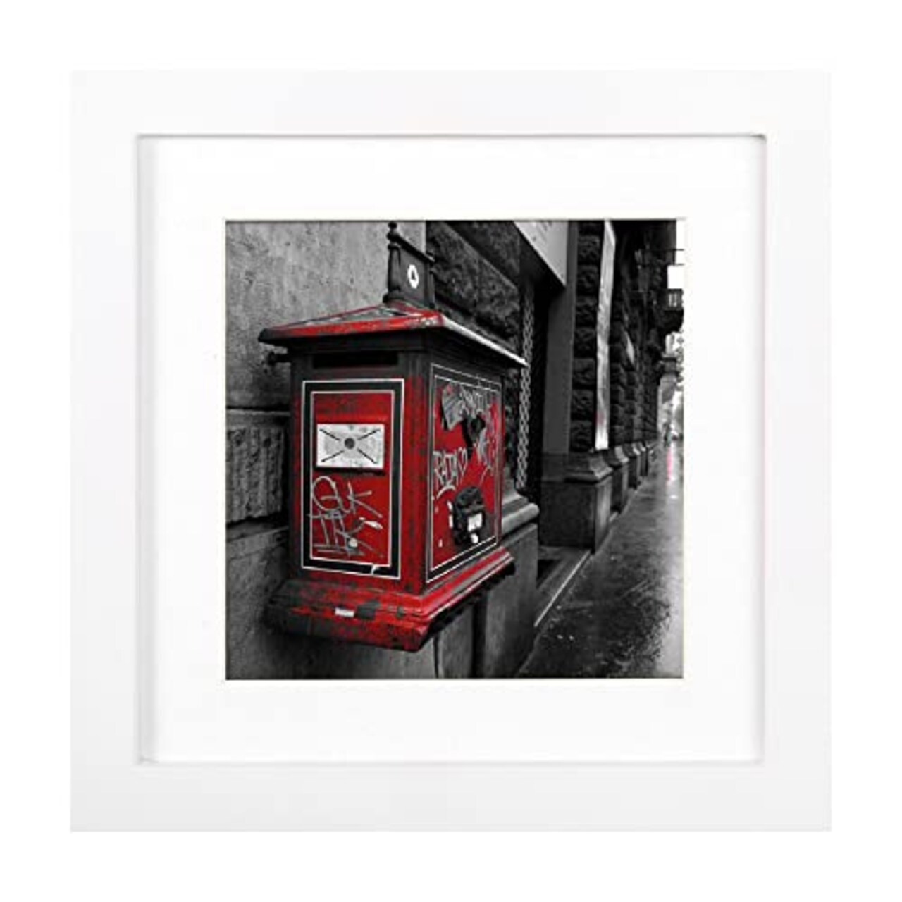 8x8 Picture Frames White Display Picture Frame 6x6 Solid Wood with Mat Wooden Square Photo Frame for Wall Hanging or Table Top Home Decoration-8x8 White